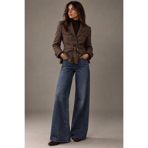 Allegory Brown Wool Silk Tweed Blazer Belted Heritage Dark Academia Safari M